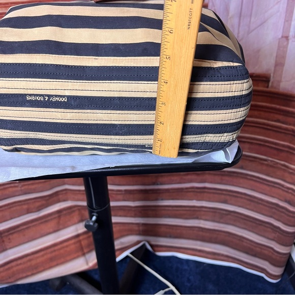 Dooney & Bourke Brown and Tan Striped Tote Bag with Leather Handles and Trim - Picture 8 of 15